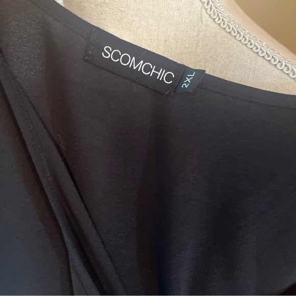 SCOMCHIC 2XL Black Boho 3/4 Sleeve Front Tie Blouse Amazon - Picture 8 of 9